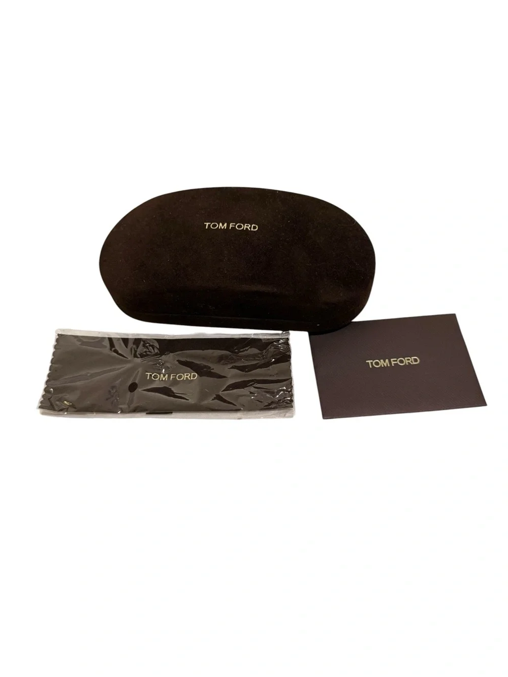 Tom Ford Brown Sunglasses Case Set with Cloth and Card